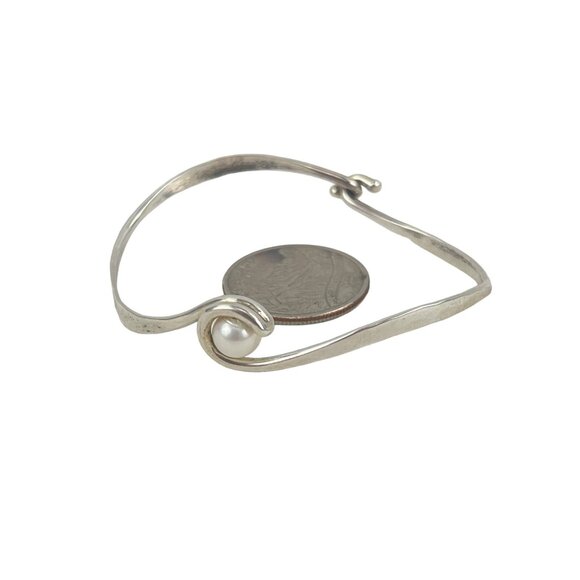 Pearl Curl Argentium Silver Tommy K Designs Hand Forged Curling Bracelet with 7. - Picture 10 of 11